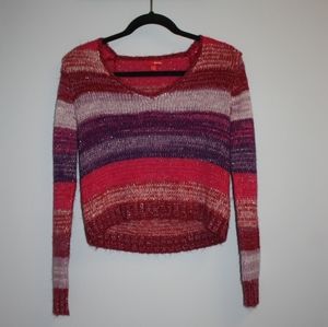 Bongo, Striped V-Neck Cropped Sweater (Medium)